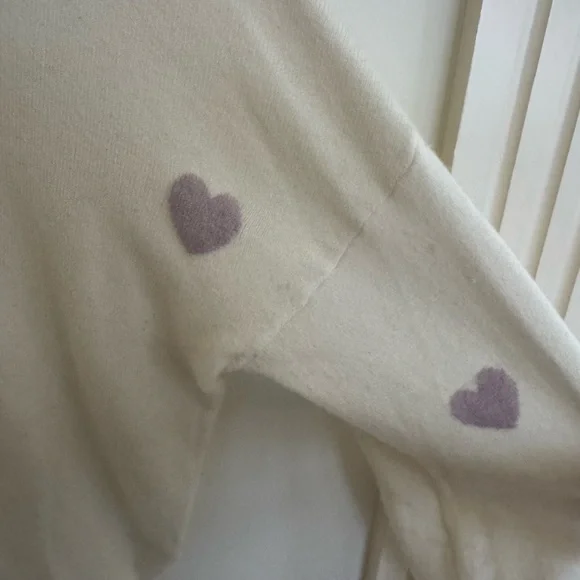 Spiritual Gangster cream and lavender Heart Sweater medium - Picture 6 of 7